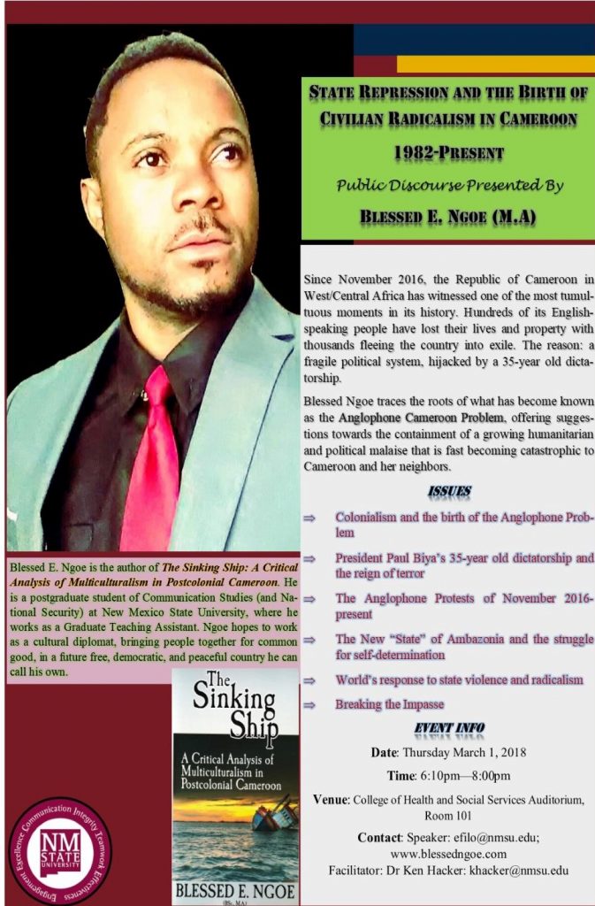 research talk flyer for Blessed Ngoe